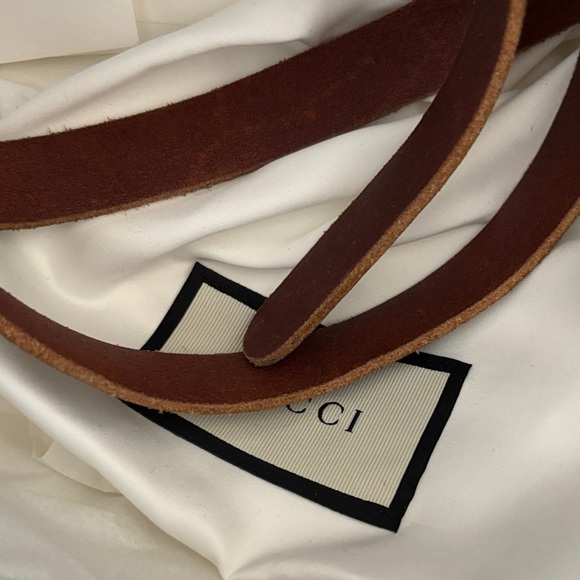 Gucci Double G thin brown belt sz80 - Picture 4 of 7